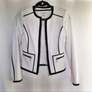 Calvin Klein Contrast-Piped Blazer, Size 2P